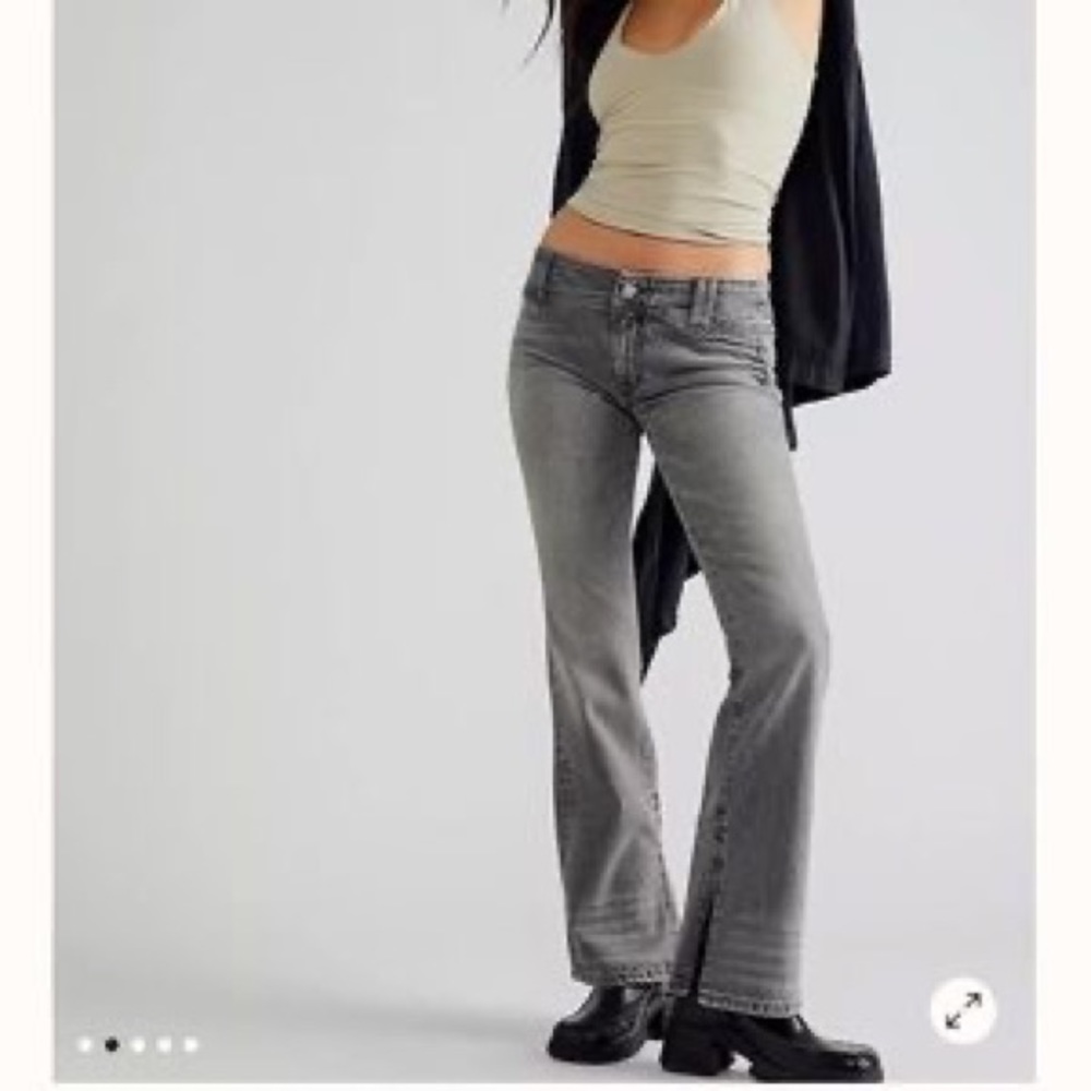 Free People We The Free Low-Rise Flare Grey Jeans